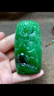 和田玉 老俄料 碧玉挂件牌子【祥龙献瑞】色泽阳绿 色阳怡人